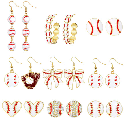 Liliaafar Sports Earrings for Women,9 Pairs,Baseball