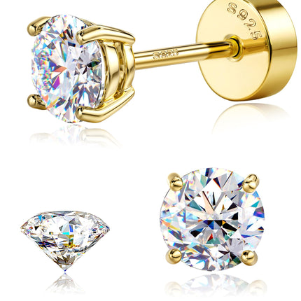 GEMQUEEN Moissanite Earrings Studs 925 Sterling Silver Hypoallergenic 0.6CT