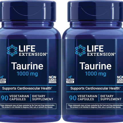 Life Extension Taurine 1,000 mg, 90 Vegetarian Capsules (Pack of 2)