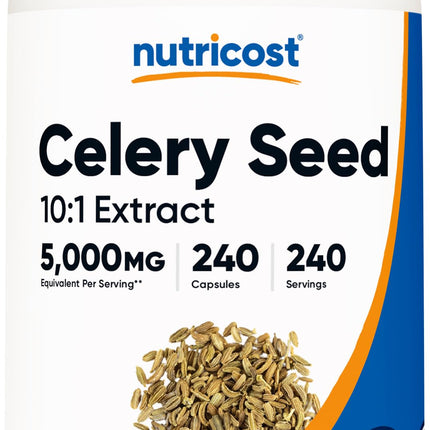 Nutricost Celery Seed Extract 240 Capsules for 240 Servings Per Bottle - Vegan, GMO-Free and Gluten-Free