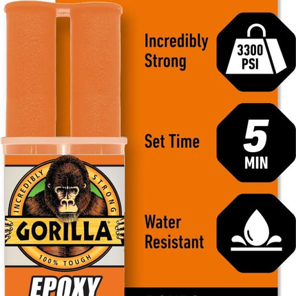 Gorilla 2 Part Epoxy, Incredibly Strong Bonding, 5 Minute Set, 0.85 oz