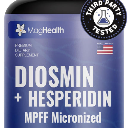 MagHealth Diosmin Hesperidin 1000mg - MPFF Micronized Formula, 900mg Diosmin + 100mg Hesperidin per Serving | Vein Support, Leg Circulation & Blood Flow Supplement | 60 Capsules, Non-GMO, Gluten Free