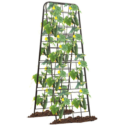 Heavy Duty 50"x17" Adjustable A-Frame Trellis for Climbing Plants – Rust-Proof Metal Garden Trellis with Dense Grid Design, Perfect for Raised Beds, Tomatoes, Cucumbers & Outdoor Vines (Black, 1 Pcs)