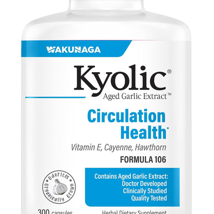 Kyolic Aged Garlic Extract Formula 106, Circulation Health, 300 Capsules (Packaging May Vary)