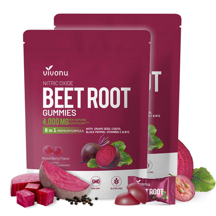 VivoNu Beet Root Gummies 8-in-1 Premium Energy Supplement with CoQ10