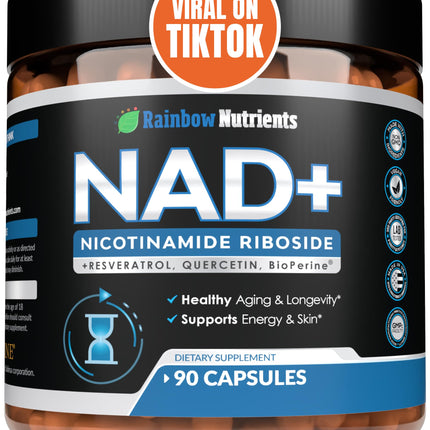 2010 MG NAD+ Supplement- Nicotinamide Riboside, Resveratrol, Quercetin & BioPerine® (High Absorption)- Natural NAD Booster for Anti-Aging, Cellular Energy, Skin- For Women & Men- 90 V Capsules