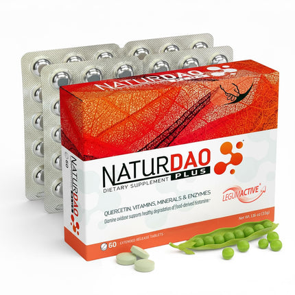 NATURDAO Plus® DAO Enzyme 1,000,000 HDU per dose - Catalase Enzyme - 8 Cofactors and Adjuvants - Advanced Histamine Blocking Formula - Food Intolerance - 60 Extended Release Tablets