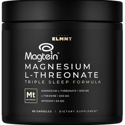Triple Sleep Magnesium L-Threonate w. Apigenin, Theanine & Magtein Magnesium L Threonate - High Absorption Magnesium Supplement Capsules for Men and Women Magnesium Powder Pills