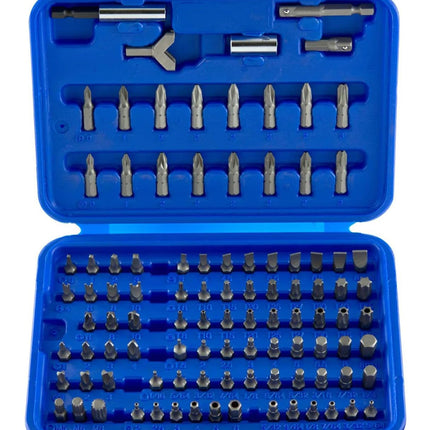 NEIKO 10048A Security Bit Set 100-Piece Set Cr-V Steel 1/4-inch Adapters Phillips Slotted Hex Torx Star Tamperproof Pozi Square Spanner Torque Tri-Wing Clutch Spline Wing Nut, Security Torx Bit Set