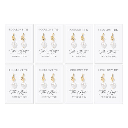 Bridesmaid Earrings for Bridesmaids 8 Pairs Gold Knot Pearl Wedding Jewelry Set Bridesmaid Proposal Gifts for Bridal Party