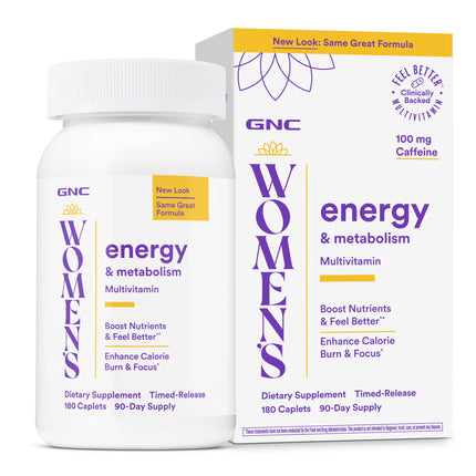 GNC Women's Energy & Metabolism Multivitamin - Women’s Multivitamin for Energy Support - Clinically-Backed Ingredients - High-Potency - Active Lifestyle Support - Gluten-Free - 180 Count (90 Servings)