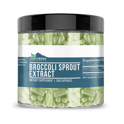 Earthborn Elements Broccoli Extract 200 Capsules, Pure & Undiluted, No Additives