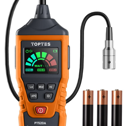 PT520A Natural Gas Detector, Gas Leak Detector with 17-Inch Gooseneck, Locating The Source Like Propane, Methane, and Butane for Home and RV (Includes Battery x3) - Orange