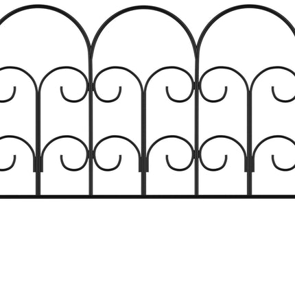 Metal Garden Fencing - Set of 5 Interlocking Panels for Flower Beds and Landscaping - Decorative Scroll Edging with Lawn Stakes by Pure Garden (Black)