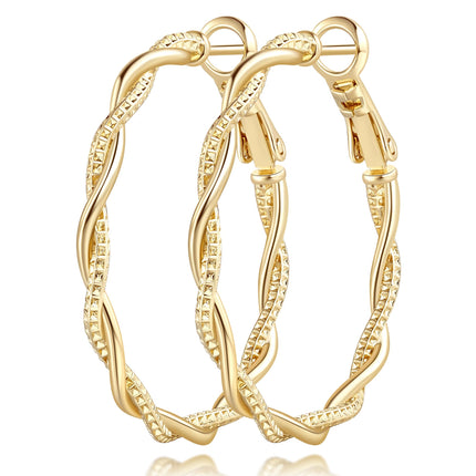 SPACMAG Gold Hoop Earrings for Women 14K Gold Earrings for Women 34mm