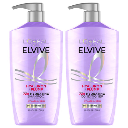 L'Oreal Paris Elvive Hyaluron Plump Shampoo and Conditioner Set, 53 Fl Oz