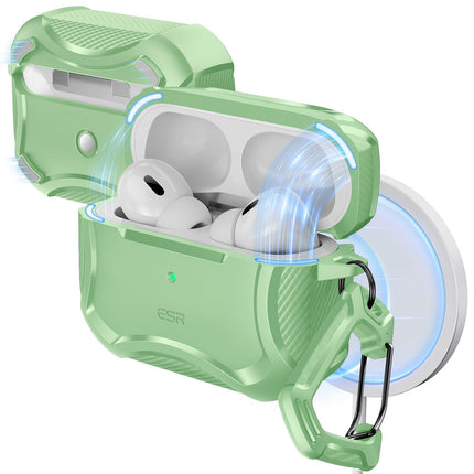 ESR for AirPods Pro 2nd Generation Case, Compatible with Airpods Pro Case 2nd/1st Gen (2023/2022/2019), Compatible with MagSafe, Powerful Drop Protection, Magnetic Lid with Cleaner Kit, Light Green