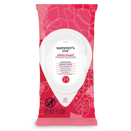 Summer's Eve Blissful Escape Feminine Wipes, Gentle pH-Balanced Formula Helps Control Vaginal Odor, Resealable Pack, 32 Wipes (Pack of 12)
