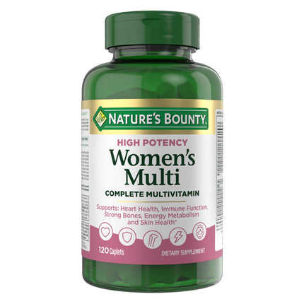 Nature’s Bounty High Potency Women’s Complete Multivitamin, Daily Vitamin with Vitamin C, Supports Heart Health & Immune Function, Essential Nutrition for Women, 120 Caplets