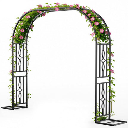 Metal Garden Arch, Heavy Duty Garden Trellis for Climbing Plants, with Enlarged Base for Stability, Ideal for Wedding Arches & Party Decorations, 87" W x 87" H