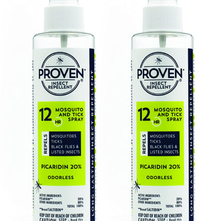 Proven Insect Repellent Spray for Mosquitoes, Ticks & Black Flies - (2 Pack) 6 fl oz - DEET Alternative Mosquito Repellent - Up to 12-Hour Protection - Great for Camping or Hiking - Odorless