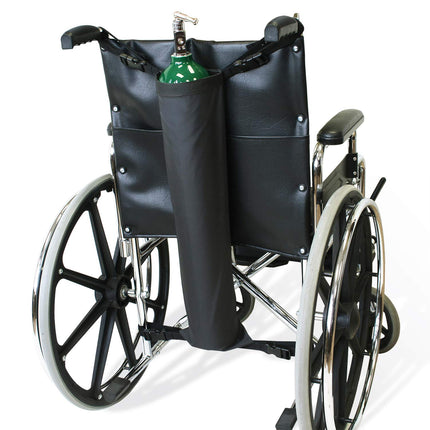 NYOrtho Oxygen Tank Holder for Wheelchair - Bariatric Size - D & E Cylinder Carrier Bag with Adjustable Straps - Heavy Duty, Waterproof, Easy to Clean Oxygen Accessory - Made in USA (22"-26")