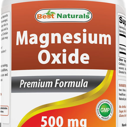 Best Naturals Magnesium Oxide 500mg 360 Tablets - 1 Year Supply - Magnesium for Immune Support, Muscle Recovery, Leg Cramps, Relaxation