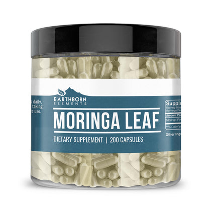 Earthborn Elements Moringa 200 Capsules, Pure & Undiluted, No Additives