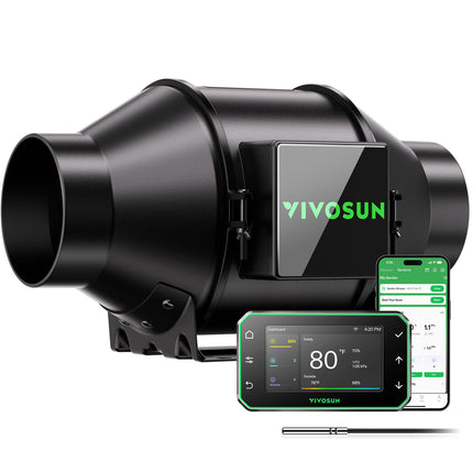 VIVOSUN G4 4" 195 CFM Inline Fan &Smart Controller, Aerozesh for IndoorGrow