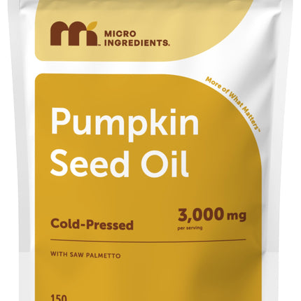 Micro Ingredients Pumpkin Seed Oil with Saw Palmetto, 150 Softgels | Cold Pressed, Pure Virgin Oil, Essential Fatty Acids, & Phytosterols | Natural Herbal Supplement | Non-GMO