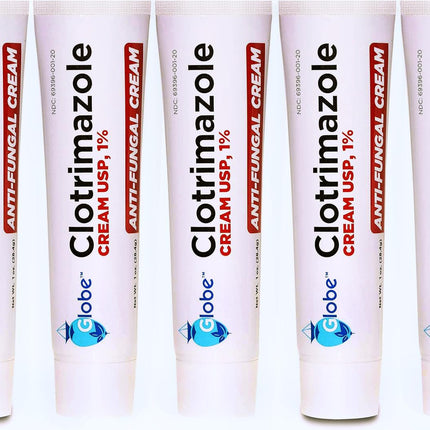 Globe Clotrimazole Antifungal Cream 1% USP (1 oz), Anti Fungal Treatment, Relieves Itching, Burning, Cracking and Scaling Associated Athletes Foot, Jock Itch, Ringworm and More (Pack of 5)