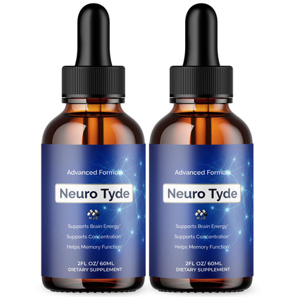 (2 Pack) Neuro Tyde Drops, Official NeuroTyde Memory and Focus Support Supplement, Advanced Overall Health and Wellness Vitamin with Maximum Strength Ingredients Supporting Brain Health (60 Servings)