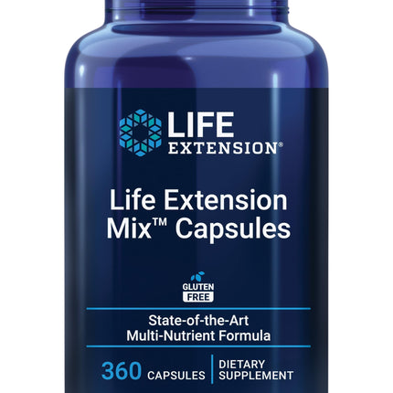 Life Extension Mix™ Capsules, high-Potency, Advanced Vitamin, Mineral, Fruit & Vegetable Formula, Vitamin C, B, D, E, Magnesium, for Whole-Body Health, Healthy Aging, Gluten-Free, 360 Capsules