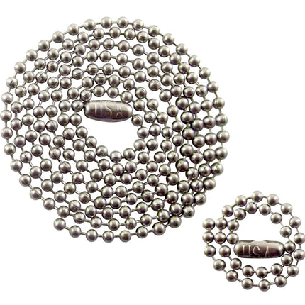 Stainless Steel Military Dog Tag Chain Set, 27 inch and 4.5 inch Ball Chains, 2.4mm #3 Size Chain