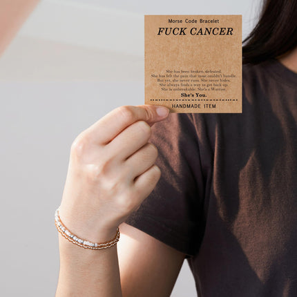 ASKRAIN Cancer Gifts for Women, Morse Code Bracelets Unique Breast Cancer Patients Chemo Survivor Comfort Gifts for Women, Inspirational Uplifting Gift for Female