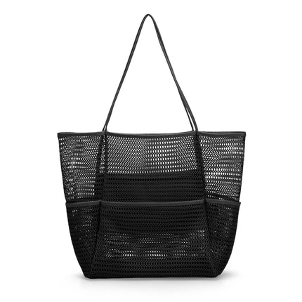 Tainehs Beach Bag - Mesh Tote Bag for Women Waterproof Pool Bag for Travel Family Pool Beach Vacation Cruise Essentials Black