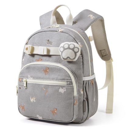 mommore Toddler Backpack for Boys Girls 2-4, Corduroy Kids Backpack for Boys, 13" H Cute Preschool Kindergarten Daycare School Bag - Puppy