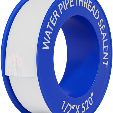 D-NYX 10 Rolls Extra Long Teflon Tape 1/2 Inch(W) X 520 Inches(L) - Plumbers PTFE Tape – Thread Seal - Perfect for Shower Heads and Pipe - Home Plumbing Pipe Sealing - Sealant Tape