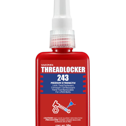 ESKONKE Thread Locker Blue 243 - Removable Threadlocker Metal Glue for Nuts, Bolts, Fasteners Medium Strength Screw Compound to Prevent Loosening & Corrosion 1.69 Oz/50 ml