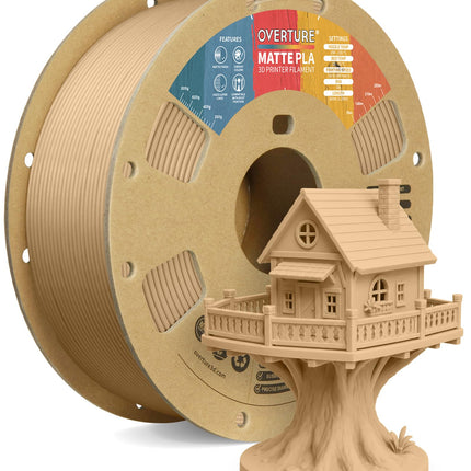 OVERTURE Matte PLA Filament 1.75mm, 1kg Matte Light Brown