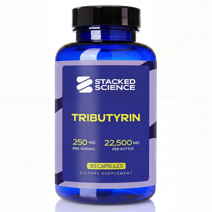 Stacked Science Tributyrin 250mg Supplement | Postbiotic Gut & Digestive Support | Short-Chain Fatty Acid Formula | Single Ingredient | 90 Capsules | Adult Daily Supplement