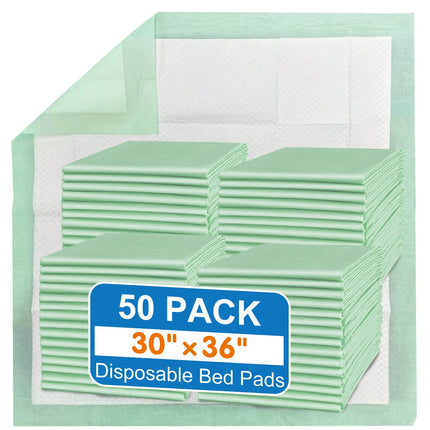 MILDPLUS 50 Count Disposable Bed Pads , 30x36 Inch Extra Large Incontinence Underpads | Heavy Absorbency 90 Grams Pee Pads for Adult, Senior, Baby & Pet Care (No Adhesive)
