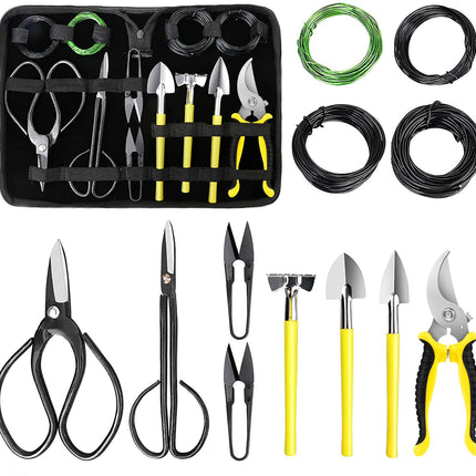 Bonsai Tools Set 13Pcs, Bonsai Essentials with PU Leather Bag, High Carbon Steel Succulent Trimming Kit, for Pruning, Raking, Training Plants, Ideal Gardening Gifts