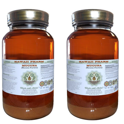 Hawaii Pharm Mucuna Alcohol-Free Liquid Extract, Professional Grade, Small Batch Crafted Mucuna (Mucuna Pruriens) Dried Seed Glycerite Natural Herbal Supplement, 2x32 oz