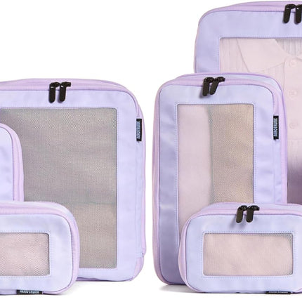 Aerotrunk Compression Packing Cubes for Travel - Luggage Organizer Bags - Double Zipper Packing Cubes for Suitcases (12-Pack, Purple)