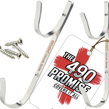 ProTuff Pool Pole Hanger Set – 2 Pack – Unconditional 490 Promise – 3X Stronger Stainless Steel Hooks – Rust-Proof, UV-Resistant, Easy Install on Fence, Wall, Deck for Poles, Nets & Skimmers