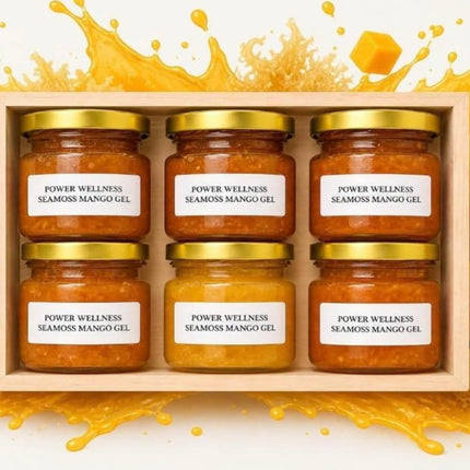 Sea Moss Gel Variety Pack (1.5 oz Jars) – Mango, Peach, Banana, Pineapple, Coconut etc Blends – All Natural, Non-GMO – Supports Energy, Digestion & Immunity (Seamoss Mango Gel 6 pack)