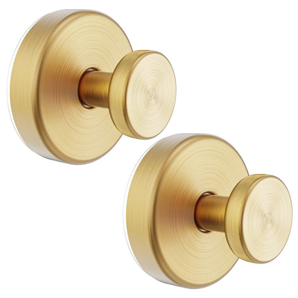 Hviiso Vacuum Suction Cup Hooks for Shower, Shower Hooks for Inside Shower Glass Window, Mirror, No Drill Towel Hooks for Bathrooms, Bath Robe Coat Looafh Wreath Hook for Hanging - 2 Pack, Gold