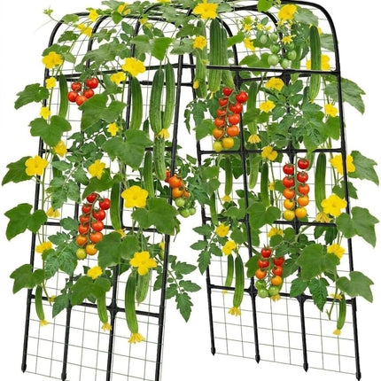 7FT Garden Trellis Arch for Climbing Plants – Tall Outdoor Metal Trellis for Vegetables, Peas, Tomatoes,﻿ Cucumber Trellis Arch & Vertical Garden Climber Plant Support for Vine Plants