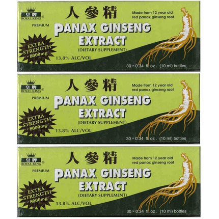 Royal King Panax Ginseng Extract with Alcohol 8000 mg 30 Vial (3 Boxes)